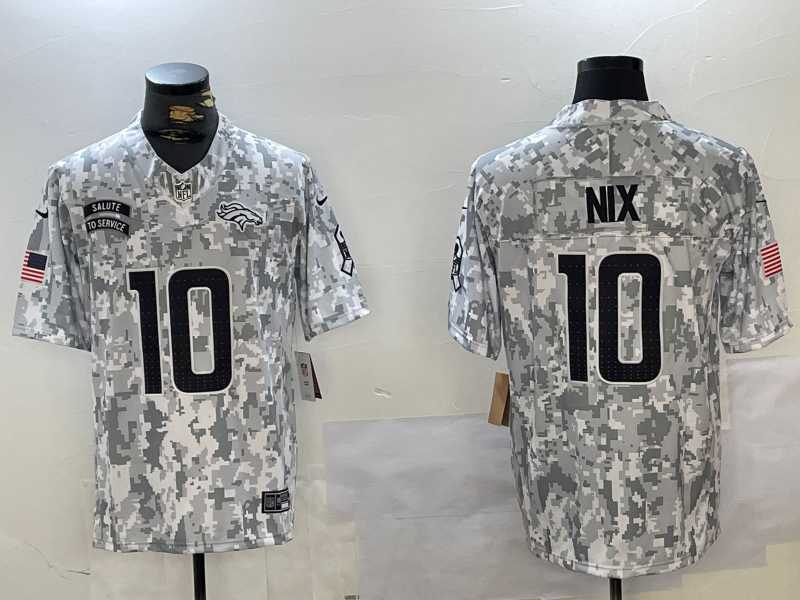 Men%27s Denver Broncos #10 Bo Nix Arctic Camo 2024 FUSE Salute to Service Limited Stitched Jersey Dzhi->denver broncos->NFL Jersey